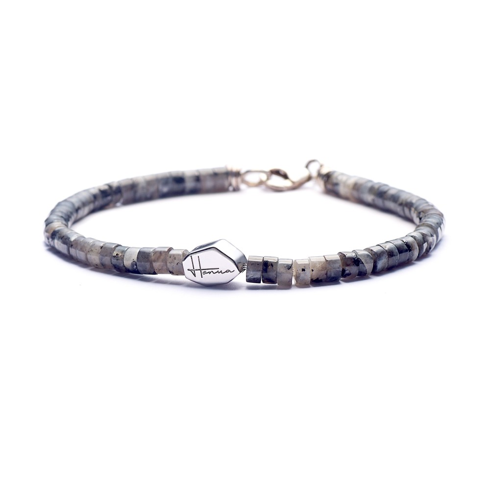 Bracciale Grigio uomo donna pietre heishi argento Braccialetto