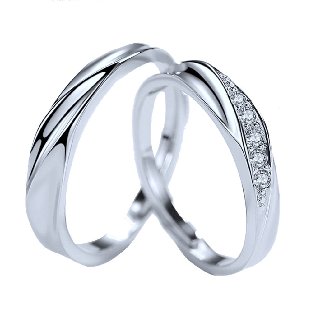 Couple Rings Engagement 925 Sterling Silver Adjustable Men Women