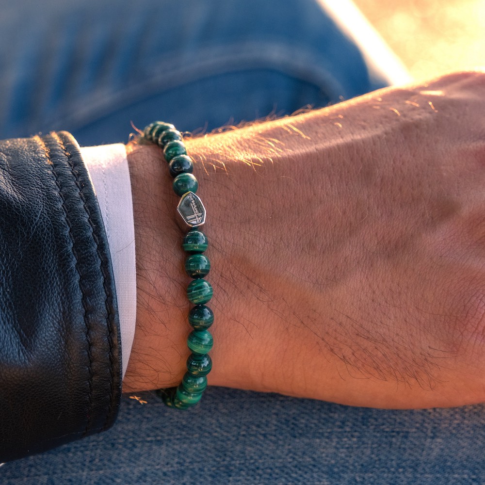 bracciale pietre dure malachite argento